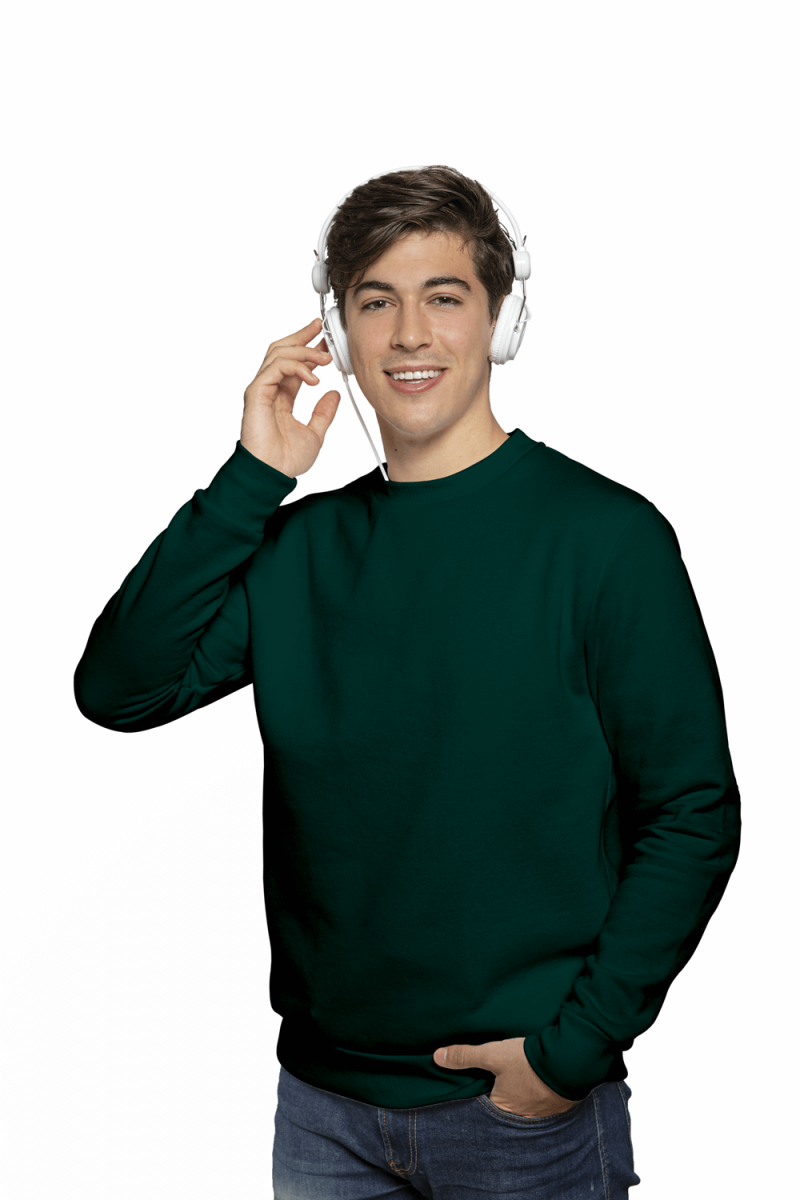Plain Green Men’s Sweatshirt for Winter