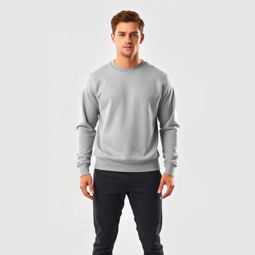 Plain Light Grey Men’s Sweatshirt for Winter