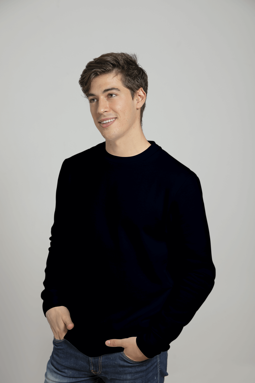 Plain Black Men’s Sweatshirt for Winter - Image 2